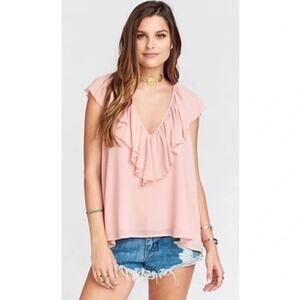🌺 Show Me Your MuMu Pink Ruffle Blouse size M